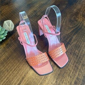 Ann Marino | Vintage Y2K Heeled Slingback Sandals with Die-cut Detail